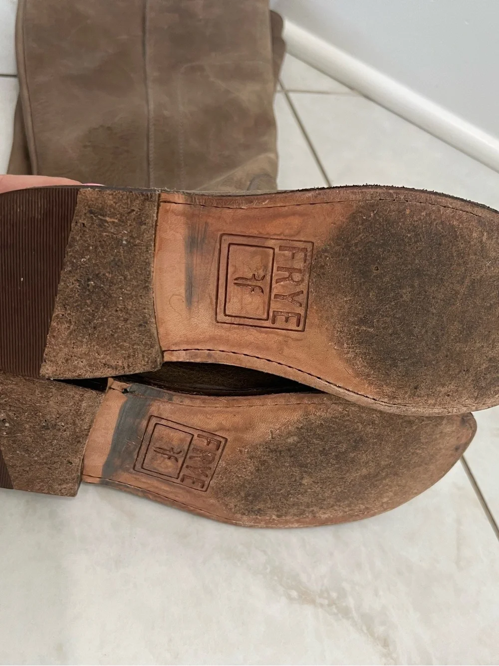 Frye Tan Paige Leather Tall Leather Boots Size 6.5 US